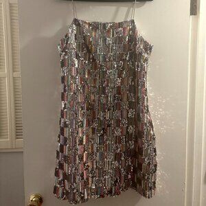 Nasty Gal Sequin Checkerboard Mini Dress | Silver & Multi-color | U.S. Size 12